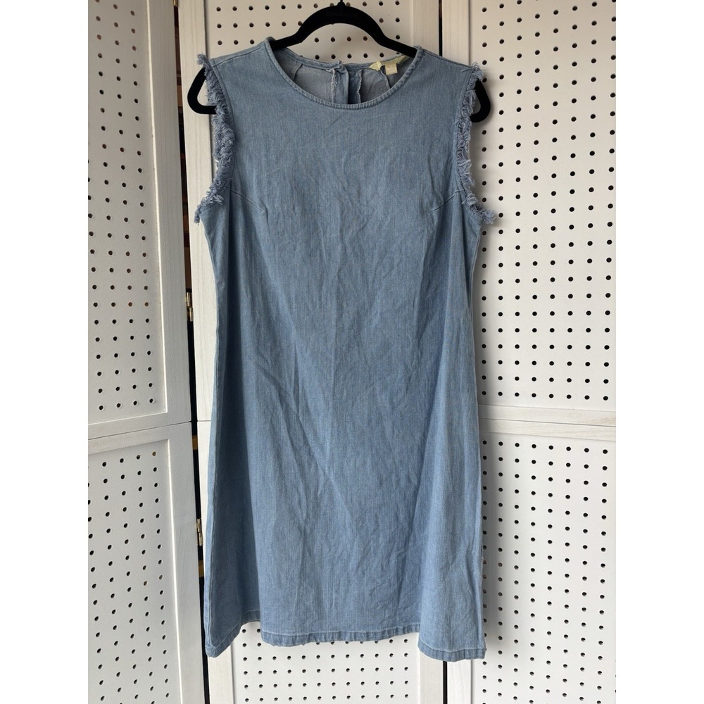 Hope‎ & Harlow Light Denim Jumper Dress Size 2 Raw Hem Sleeveless